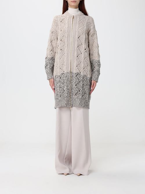 FABIANA FILIPPI-MAD216F057M326 167-BOMBER PLATINUM PUNTO TRAFORATO BANDA BICOLORE FON