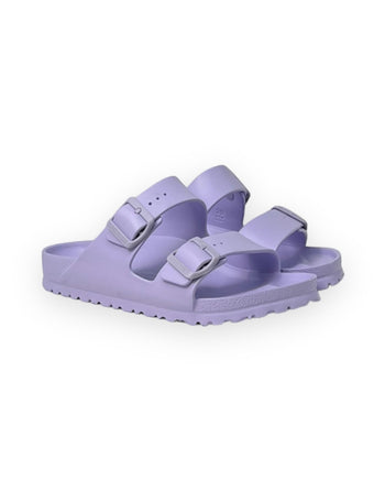 Quattro Stagioni Arizona EVA purple rubber sandals with adjustable buckle straps and contoured footbed. Narrow fit.