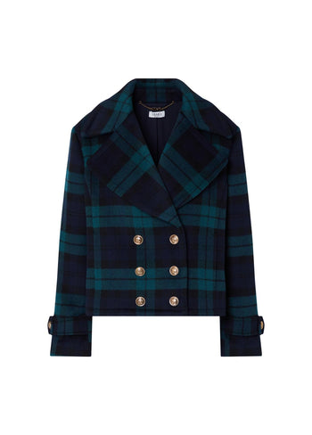 LIU JO WHITE-WF6352T719A Z9545-CAPPOTTO DOPPIO PETTO TARTAN