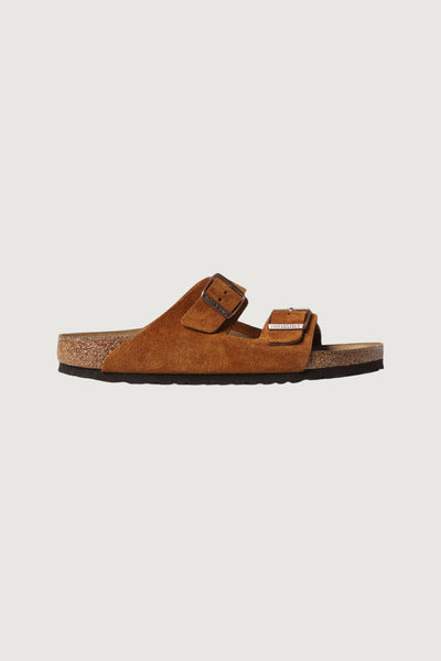 Quattro Stagioni Arizona SFB tobacco suede sandals with adjustable buckles and cork sole. Narrow fit.