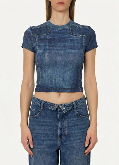 LIU JO BLUE DENIM-UA6502J1624 L9680-T-SHIRT MODA M/C 