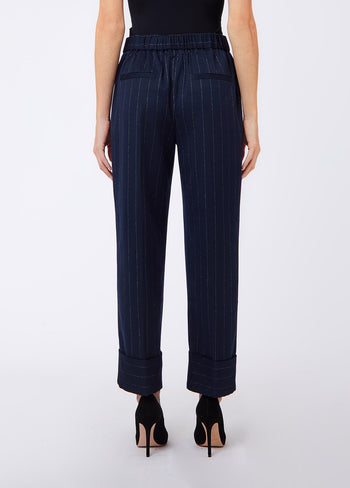 LIU JO WHITE-WF6250T731A L9173-PANT. CON RISVOLTO GESSATO