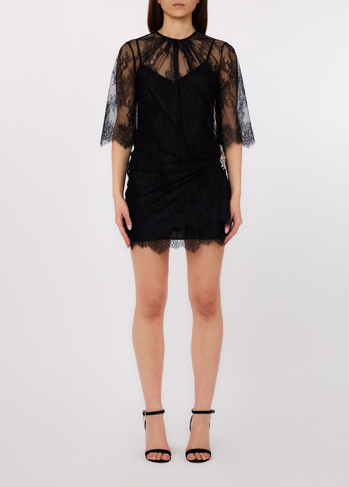 LIU JO WHITE-PA6055J4961 22222-ABITO PIZZO CON DRAPPEGGIO