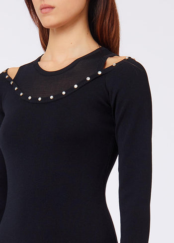 LIU JO WHITE-WF6230MS55N 22222-ECS ABITO MAGLIA LUNGO STRASS