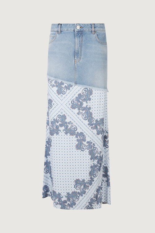PINKO-106415A33Z EE8-FUGA GONNA DENIM + TWILL STAMP