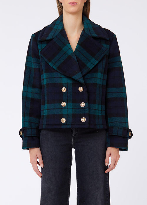 LIU JO WHITE-WF6352T719A Z9545-CAPPOTTO DOPPIO PETTO TARTAN