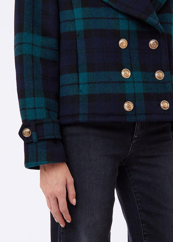 LIU JO WHITE-WF6352T719A Z9545-CAPPOTTO DOPPIO PETTO TARTAN