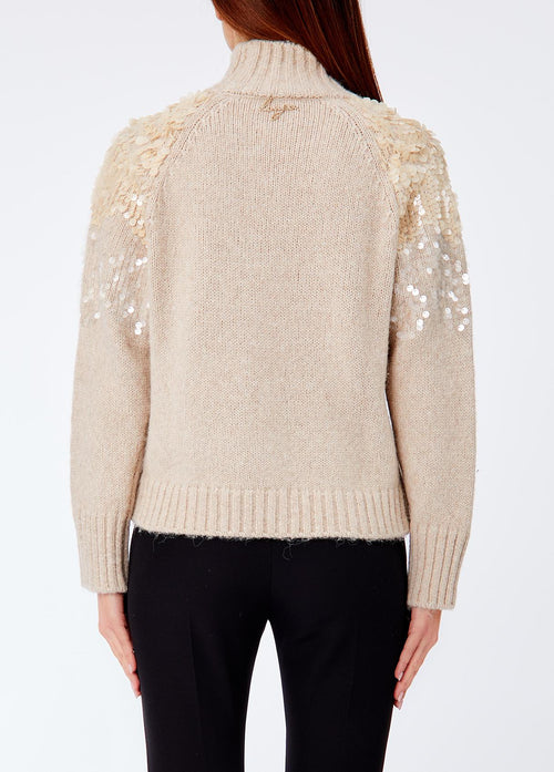 LIU JO COLLECTION-CF6258MA63S X0814-MAGLIA CHIUSA M/L RICAMO PAILL