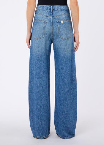 LIU JO BLUE DENIM-UF6166D0373 79112-PANT.STRAIGHT STYLISH REG.W.