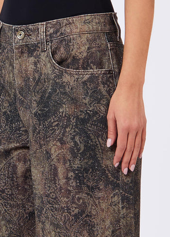 LIU JO BLUE DENIM-UF6163T684A L9146-PANT. BALLOON PRINT H.W.