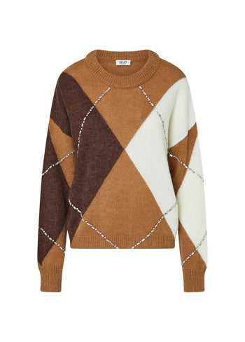 LIU JO WHITE-WF6184MA15R L9516-MAGLIA CHIUSA M/L ARGYLE
