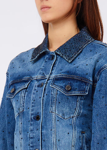 LIU JO BLUE DENIM-UF6117D0365 79094-GIUBBINO PIEGHE