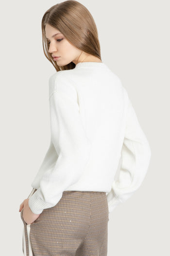 Pullover cropped con logo lurex - 2