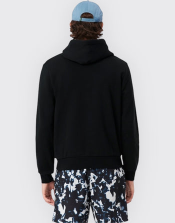 Quattro Stagioni black cotton hoodie with a hood and cuffed sleeves.