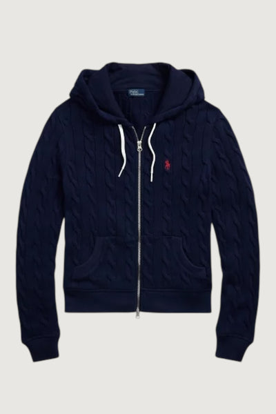 Felpa a trecce con cappuccio e cerniera