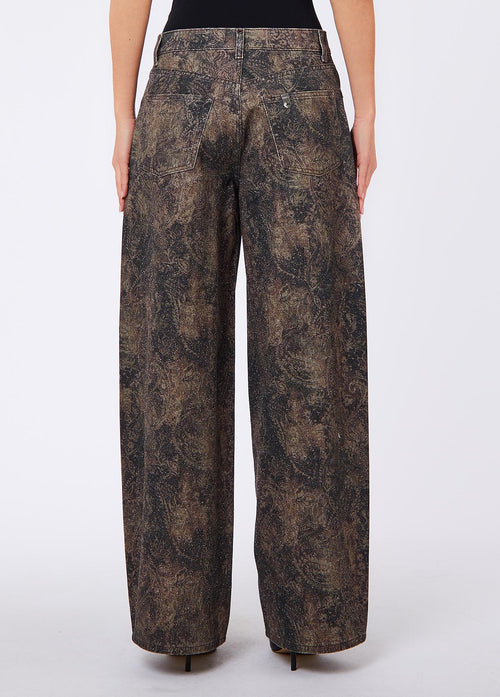 LIU JO BLUE DENIM-UF6163T684A L9146-PANT. BALLOON PRINT H.W.