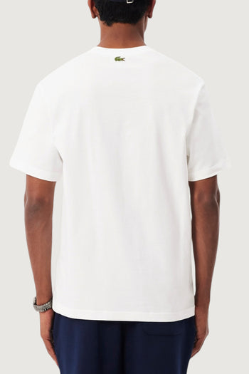 LACOSTE-TH9991 001-T-shirt in jersey di cotone con stampa e ricamo