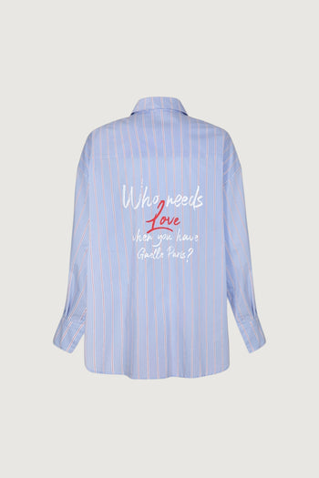 Camicia over in bastonetto di cotone con claim - 2