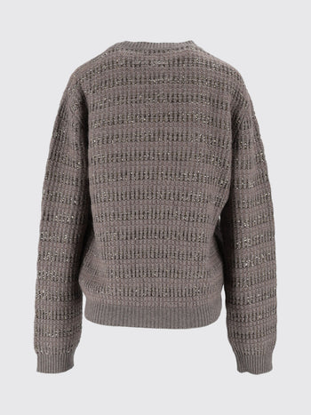 FABIANA FILIPPI-MAD226F452M420 1276-MAGLIA GIROCOLLO IN PLATINUM MOHAIR RIGHE PAILLETT
