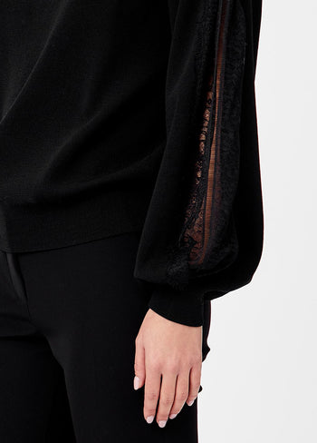 LIU JO COLLECTION-CF6264MS55N 22222-ECS MAGLIA CHIUSA M/L C/PIZZO