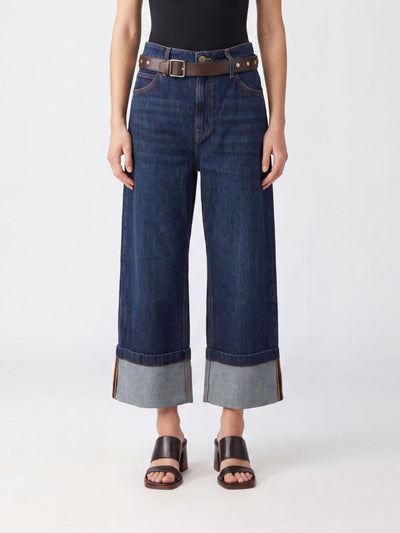 PINKO-107277A3HG PJB-CYNTIA TURN UP CROPPED BLUE DE