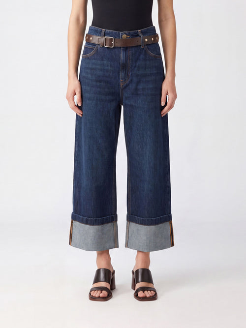 PINKO-107277A3HG PJB-CYNTIA TURN UP CROPPED BLUE DE