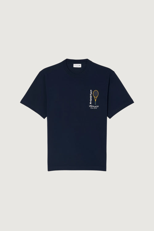 LACOSTE-TH9991 166-T-shirt in jersey di cotone con stampa e ricamo