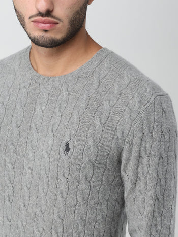 POLO RALPH LAUREN UOMO-710876762 012-Maglia a trecce in lana e cashmere