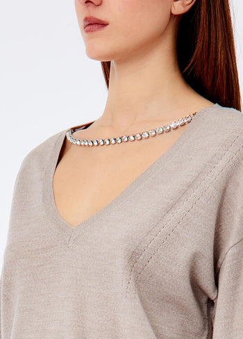 LIU JO COLLECTION-CF6186MA82O 02158-MAGLIA CHIUSA M/L CON STRASS