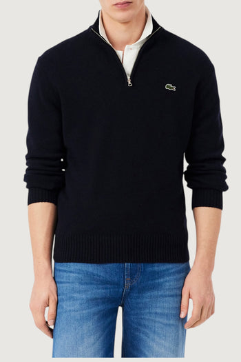 LACOSTE-AH3052 166-Maglione a collo alto in lana cardata con zip