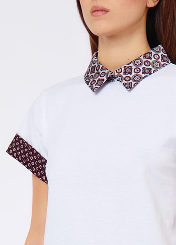 LIU JO WHITE-WF6157J6308 L9339-T-SHIRT POLO STAMPA E RICAMO