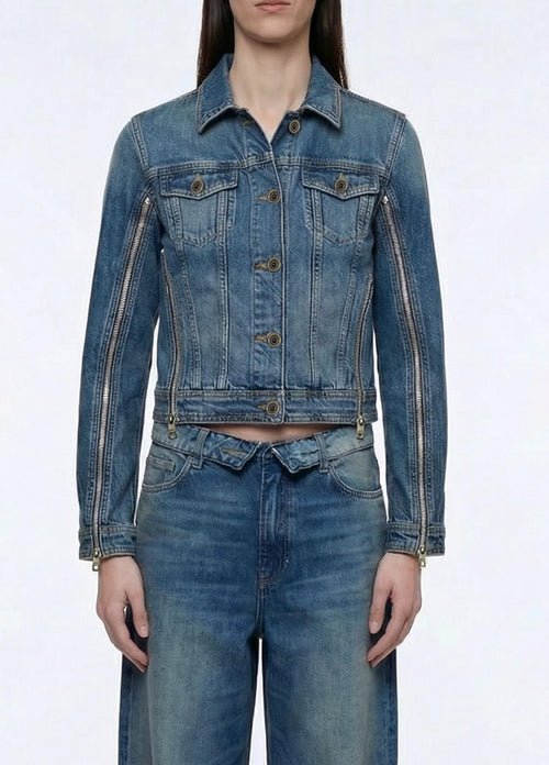 LIU JO BLUE DENIM-UF6501D0396 79156-GIUBBINO ZIP