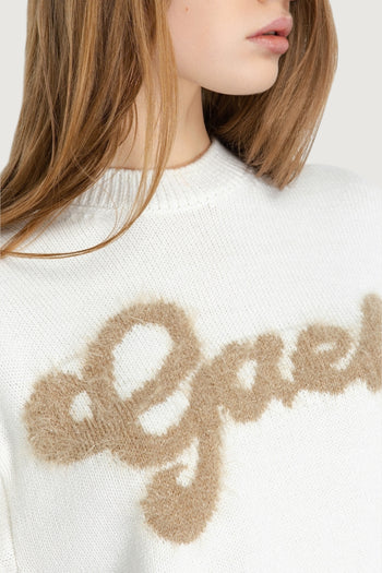 Pullover cropped con logo lurex - 3