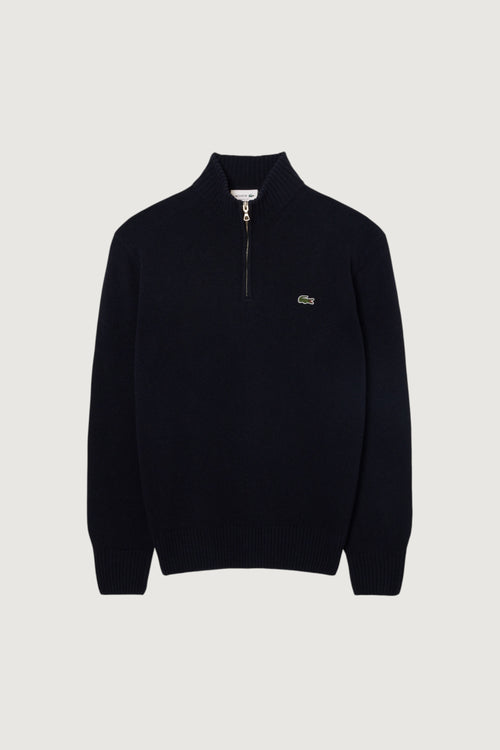 LACOSTE-AH3052 166-Maglione a collo alto in lana cardata con zip