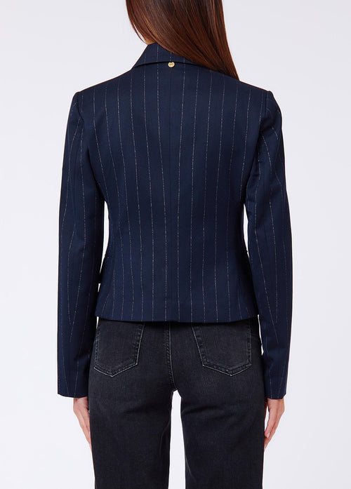 LIU JO WHITE-WF6249T731A L9173-BLAZER DOPPIO PETTO GESSATO