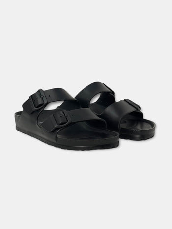 Quattro Stagioni black EVA Arizona sandals with two adjustable buckle straps and anatomically shaped footbed.