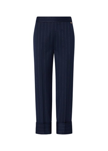 LIU JO WHITE-WF6250T731A L9173-PANT. CON RISVOLTO GESSATO