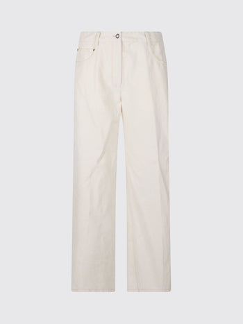 FORTE_FORTE-15337 IVORY-pantalone 5 tasche denim flock