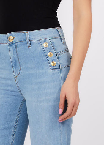 LIU JO BLUE DENIM-UA6162D0275 78987-B. UP FLARE BUTTON H.W.