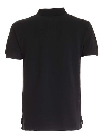 Quattro Stagioni black slim-fit cotton piqué polo shirt with embroidered pony detail.