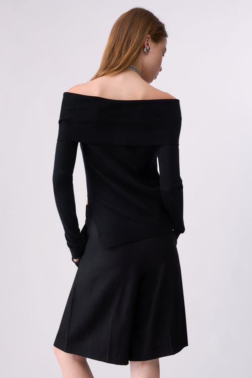 LIU JO WHITE-WF6099MA77Q 22222-MAGLIA CHIUSA SCOLLO SCHIFFER