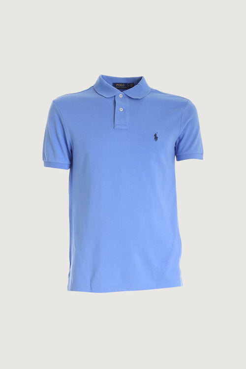 Quattro Stagioni blue slim-fit cotton piqué polo shirt with embroidered logo and two-button placket.
