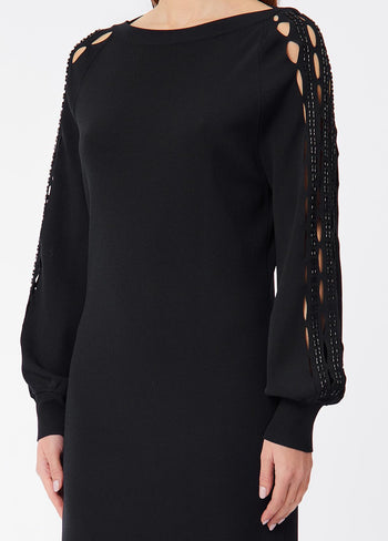 LIU JO COLLECTION-CF6004MS55N 22222-ECS ABITO MAGLIA CON BAGUETTE