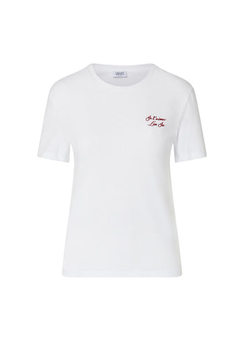 LIU JO WHITE-WF6348J6308 L9374-T-SHIRT SLIM FIT M/C