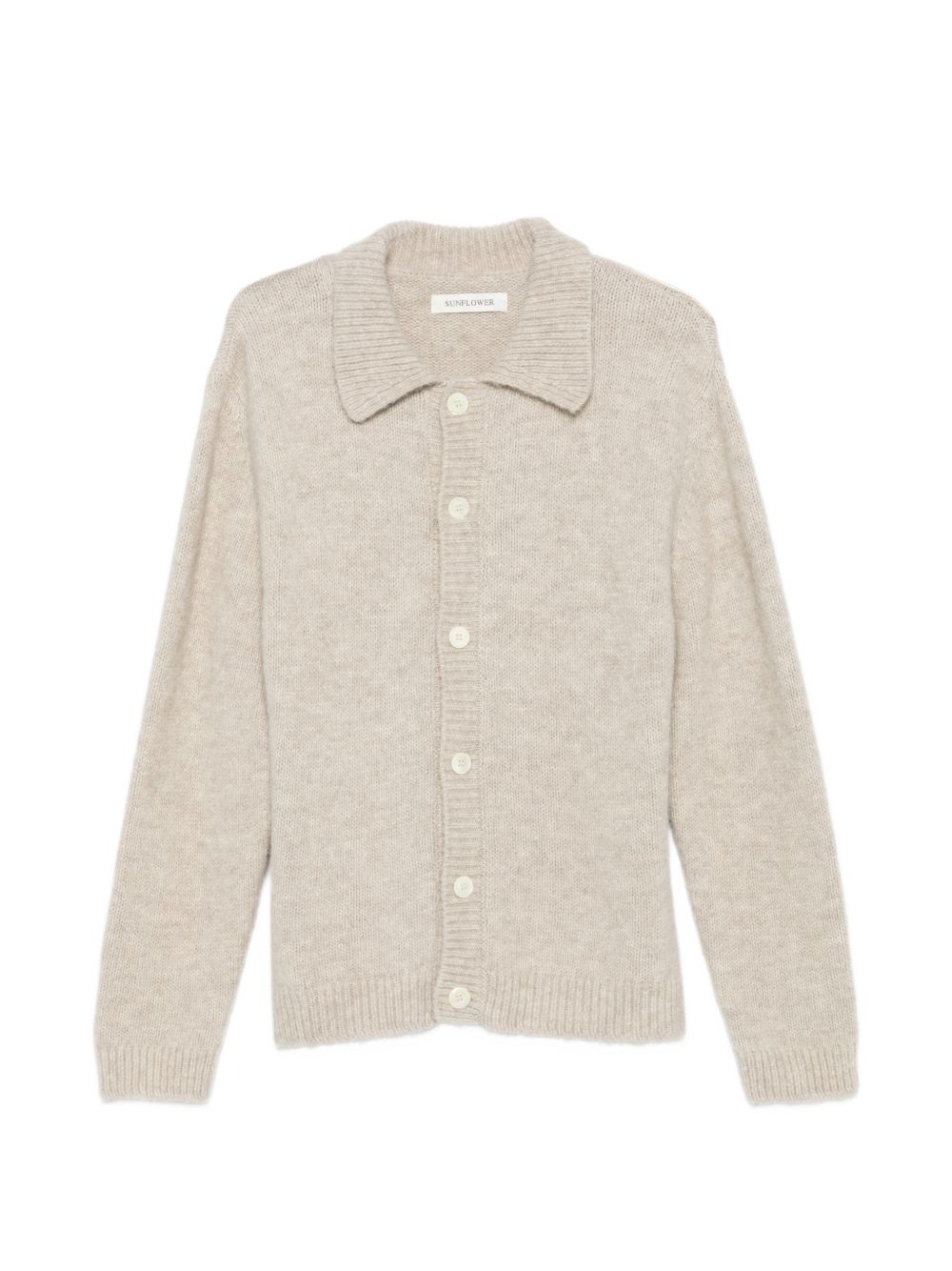 Cropped cardigan with ribbed polo collar - M