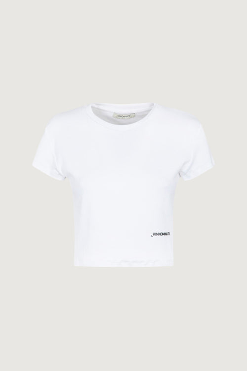 Crop top in costina maniche corte