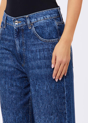 LIU JO BLUE DENIM-UF6166D0373 79111-PANT.STRAIGHT STYLISH REG.W.