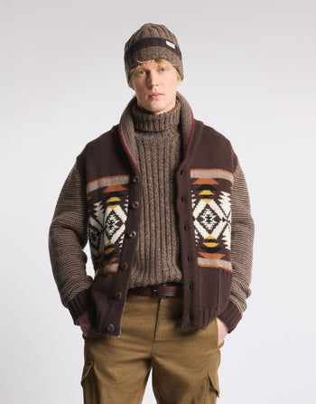 FAY-MMMC1532770YTY 0XD9-CARDIGAN JACQUARD DESERT CODE ARCHIVE   