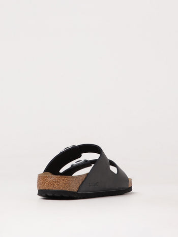 Quattro Stagioni Arizona black leather double strap cork footbed sandals