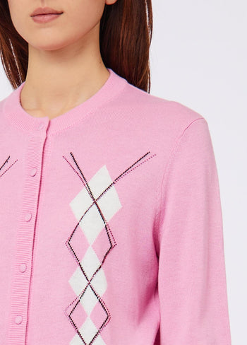 LIU JO WHITE-WF6288MA16R L9287-CARDIGAN DISEGNO ARGYLE